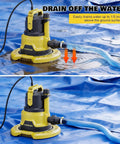Badass Heavy Duty 1HP Submersible Pool Cover Pump With Detachable Base And Dual Outlets 3500 GPH Sump Drain Pump in action draining water.