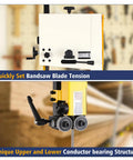 Image showing blade tension adjustment and bearing structure of Beast Of A 14 Inch Dual Speed Bandsaw For Woodworking With 2 HP 120V Motor.