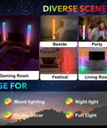 2 Pack Corner LED Floor Lamp With App Control RGB Color Changing Lights Music Sync Dimmable Brightness Modern Floor Lamp For Bedroom Living Room And Gaming Room Decor Lit Vibe displayed in diverse room settings including gaming room, bedroom, and living room