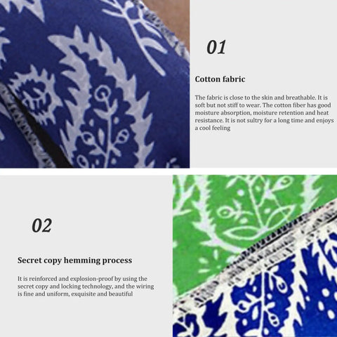 Close-up of cotton fabric and hemming on Five Pack Water Activated Cooling Neck Wrap Bandanas Instant Ice Cold Scarf For Hot Summer Days