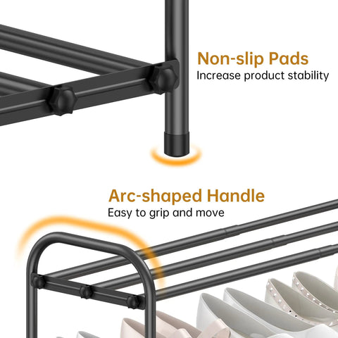 Expandable Three Tier Metal Shoe Rack With Adjustable Removable Cross Bars Fits Massive Sneakers And Delicate Flat Kicks Customizable Closet Organizer Blocks Off Entryway Mudroom Clutter Flex Your Drip Daily In Sleek Black Finish