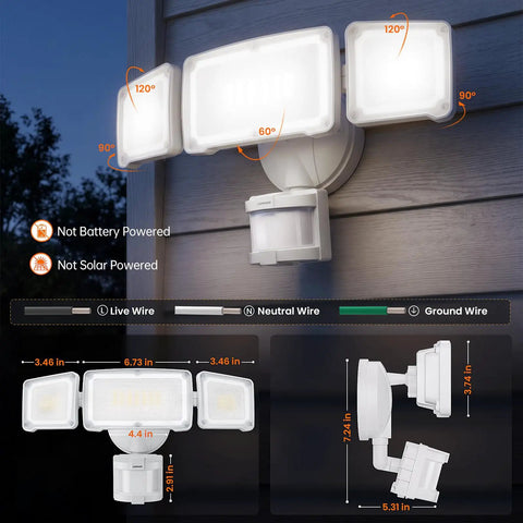 Heavy Duty Led Security Light Motion Sensor Outdoor Floodlight Big Time Brightness 38 Watt 4200 Lumen Rock Solid Weather Resistant Backyard And Driveway Safe Spot Glow