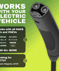 NACS connector for Level 2 EV Charger With NACS For Tesla And All Plug-In Vehicles, No Adapter Needed, compatible brands listed