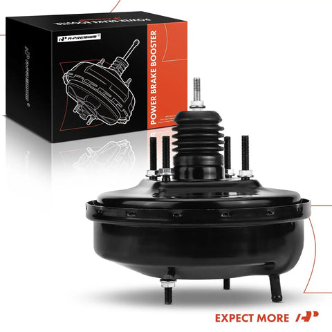 Built Tough Vacuum Brake Booster Direct Swap For Honda Civic Crx Del Sol 1988 To 1997 1.5L 1.6L side view with black finish and box