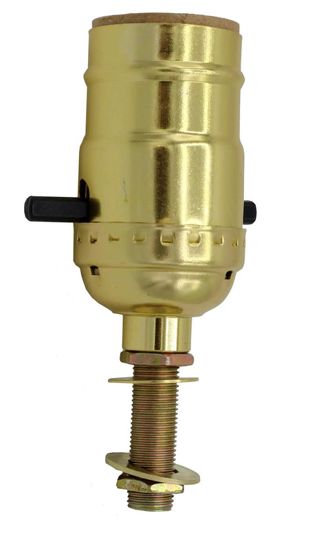 Brass socket component from 64 Piece Lamp Repair Hardware Set With 12 Inch All Thread Lamp Pipe Coupling Connectors Nipples Washers And Lock Nuts