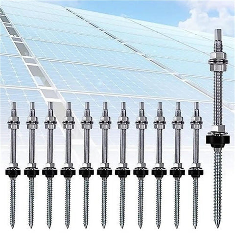 Eight Pack Hanger Bolts M10 X 200mm Hella Sturdy Stainless Steel Solar PV Roof Mounting Hardware on display.