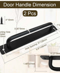 2 Pack Black Aluminum Barn Door Handles With 5 Inch Center Hole Sliding Closet Door Pulls dimensions diagram