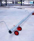 Heavy Duty Pipe Dolly Cart All Terrain Steel Pipe Transport For Construction Sites Warehouses And Workshops Tough As Nails Pipe Handling Equipment Easily Moves Round And Square Pipes And Profiles, steel pipe dolly with red wheels
