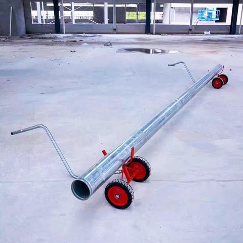 Heavy Duty Pipe Dolly Cart All Terrain Steel Pipe Transport For Construction Sites Warehouses And Workshops Tough As Nails Pipe Handling Equipment Easily Moves Round And Square Pipes And Profiles, steel pipe dolly with red wheels