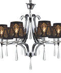 Crystal Chandelier Shade Set Clip On Mini Lamp Shade Black Textured Cloth With Flame Retardant PVC Lining Modern Laser Engraved Design