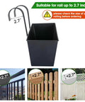 Big 16 Inch Railing Planter Box Three Pack With Detachable Wide Hooks For 2.7 Inch Rails Balcony Deck Patio Hanging Planters