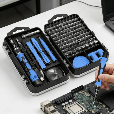 115-In-1 Precision Screwdriver Set With Magnetic Bits Clutch Head Non Slip Ergonomic Handle Tweezers And All-In-One Repair Kit