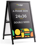 Outdoor A Frame Sidewalk Sign 24 By 36 Inch Double Sided Black Coated Steel Weatherproof Heavy Duty Frame Display Stand