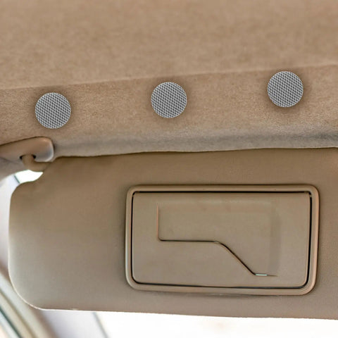 Auto Roof Snap Rivets Headliner Repair Pins 50 Pack For Easy DIY Interior Roof Liner Sag Fix Gray Flannelette Fabric Ceiling Restoration For Cars And Trucks shown installed.