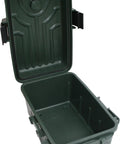 Open view of Outdoor Dry Box With O Ring Seal Forest Green Large Tough As Nails Waterproof Gear Storage Case With Triple Latch