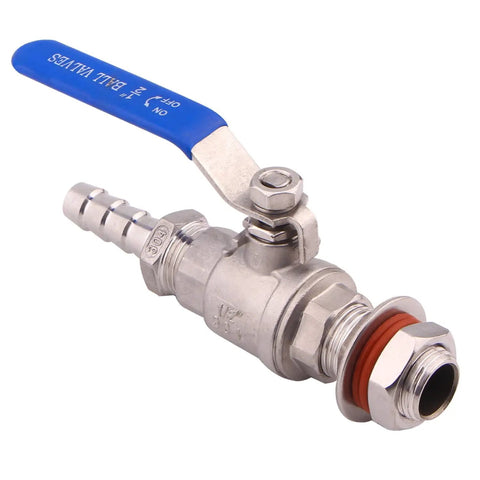 Two Pack Half Inch Weldless Stainless Steel Ball Valve Bulkhead For Home Brew Kettle 304 Stainless One Half NPT To One Half Inch Hose Barb