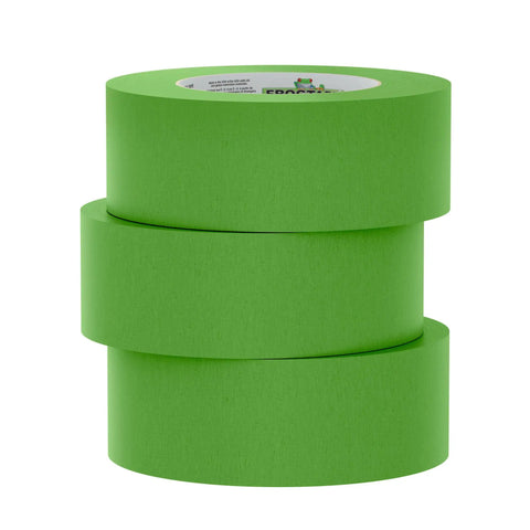 Three rolls of PaintBlock Multi Surface Painter Tape 2 Inch Wide for Sharp Lines Green 3 Rolls 1.88 in x 60 Yds Medium Adhesion