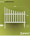 Two Panel No Dig Vinyl Picket Fence Set, 40In Wide By 30In High, white fence with dimensions shown: 40x30 inches.