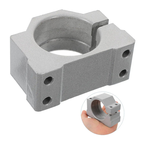Aluminum CNC Spindle Motor Mounting Bracket Clamp For Carving Machines Quick Mounting Hardware shown in hand