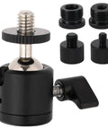 Flexible Ball And Socket Head Microphone Adapter Kit With Four Adapters, 360 Degree Rotation, black metal parts