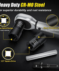 Heavy duty CR-MO steel 6 Piece Lug Nut Removal Kit For Damaged And Stripped Bolts, includes extractor sockets and 1/2 inch drive.