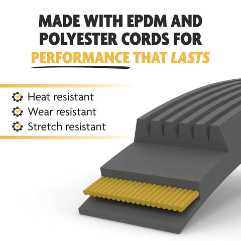 Cross-section of Premium EPDM Serpentine Drive Belt 6PK2135 For Cars And SUVs with durable polyester cord and resistant properties