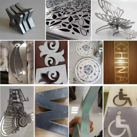 Metal cutouts and designs from Rock Solid 5 Axis Cnc Water Jet Cutter Built Like A Tank Delivering Laser Precision.