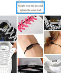 No Tie Shoe Buckle Set For Easy Slip On Lacing Metal Turnbuckle Lock Clips Rotating Ends Laces Caps 6 Pack Sturdy Alloy Smooth And Burr Free Fits Adults Sneakers Boots No Tie Convenience, alloy buckle on laced sneaker