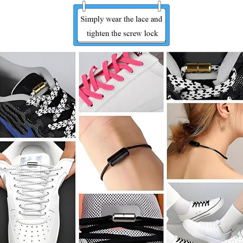 No Tie Shoe Buckle Set For Easy Slip On Lacing Metal Turnbuckle Lock Clips Rotating Ends Laces Caps 6 Pack Sturdy Alloy Smooth And Burr Free Fits Adults Sneakers Boots No Tie Convenience, alloy buckle on laced sneaker