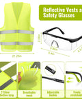 Solid Tradesman Kit Featuring 18 Piece Suspension Hard Hats In Clean White And Safety Yellow Paired With High Vis Mesh Reflective Vests Plus Premium Anti Fog Goggles For The Daily Grind with reflective vests and safety glasses.