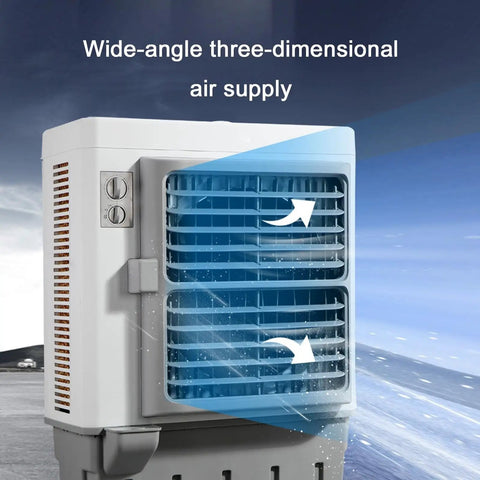 Portable Swamp Air Cooler With Three Fan Speeds And Wide Angle Oscillation Keeps You Seriously Chill All Summer showing wide-angle air supply vents.