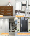 Easy Install Self Sticky Cabinet And Drawer Pull Set, Aluminum Alloy Handles With Strong Adhesive Mount, No Drill Needed, Silver Matte Finish, Durable Rust Resistant For Kitchen Cabinets, Drawers, Windows, And Closets, Large 210mm on drawer, glass, wardrobe, and door