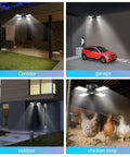 Heavy Duty Solar Shed Lights With Four Bright Heads Offering 1200 Lumens And Kickass Motion Sensor Detection Plus Remote Control For weatherproof garage security.