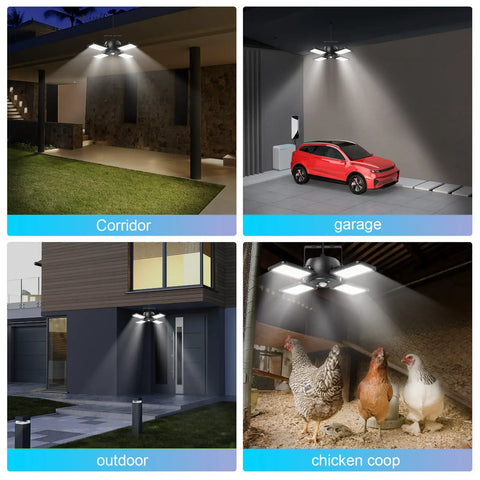 Heavy Duty Solar Shed Lights With Four Bright Heads Offering 1200 Lumens And Kickass Motion Sensor Detection Plus Remote Control For weatherproof garage security.