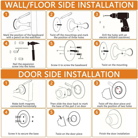 Step-by-step guide for Soft Catch Magnetic Door Stopper For Bottom Of Door Stainless Steel Wall Or Floor Mount installation instructions.
