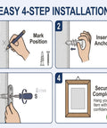 120 Piece Self Drilling Drywall Anchors And Screws Kit No 8 By One And One Quarter Inch Packed With Reinforced Nylon And Glass For Ultra Easy Install No Pilot Hole Required And Heavy Duty Holds Up To Seventy Five Lbs. 4-step drywall anchor installation guide