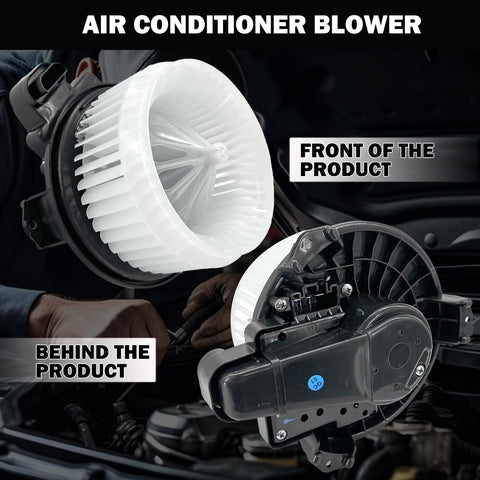 Front and back view of Durable Drop In Ready AC Heater Blower Motor Fan Assembly For Toyota Corolla And Prius in engine.
