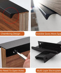 Long Aluminum Cabinet Edge Pull Handle For Kitchen Cabinets And Wardrobes, Hidden Concealed Door Pull, Brown 5.9in features and installation