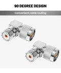 UHF Male PL259 To SO239 UHF Female Coax Adapters Right-Angle L-Shaped Low-Loss Antenna Connector 2 Pack for Coaxial Cable