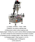 Heavy Duty Semi Automatic Powder Filling Machine Smooth Operator With Conveyor For Granular Packets Like Feed Sugar Coffee 10 To 200 Grams Running Smooth At 15 To 30 Bags Per Minute Badass Stainless Steel Build With Mixer 110V on display showing features.