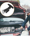 Elastic T Handle Draw Latches With Rubber Hood Catch Lock Bracket For Vehicle Toolboxes And Cargo Racks, shown with car hood open