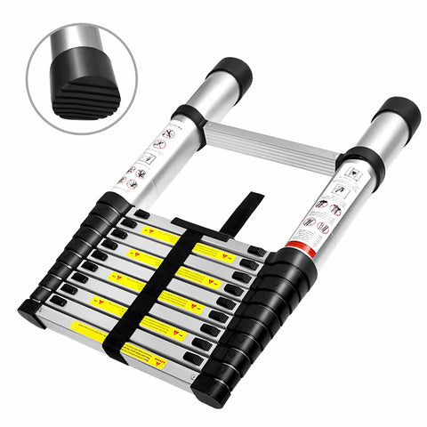10.5 Ft Telescoping Aluminum Ladder With 330 Lb Capacity, Heavy Duty Extendable Step Ladder, Collapsible Locking Mechanism, Ideal For Attics, Indoors And Outdoors, Safe Storage And Easy Setup