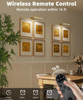 Rechargeable Picture Light With Remote, 16 Inch Wireless Dimmable LED Wall Light for Art illuminating framed artwork on a wall.