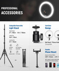 18 Inch Ultra Thin Ring Light With Tripod Stand And Phone Holder For iPhone, 45W Remote Shutter, App Control, Video Recording
