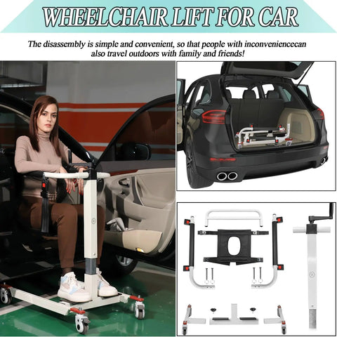 No Sweat Patient Lift Transfer Chair For Home Or Car Lightweight Bedside Wheelchair Commode Seat For Elderly with smooth lifting mechanism.