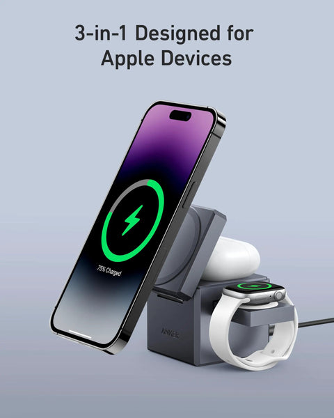3 In 1 MagSafe Wireless Charger Stand For iPhone 17 16 15, Apple Watch Series 1 To 8 Ultra, AirPods with Adapter