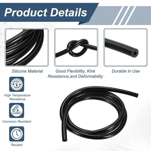 Premium Six Piece Vacuum Hose Kit With Premium Silicone For Strong Suction Up To 43 PSI Pressure Black Flexible Air Intake Lines Great For Automotive And Garage Projects, black silicone hose coil
