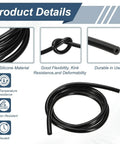 Six Pack Heavy Duty Silicone Vacuum Hose Kit With 3/16 To 1/2 Inch Sizes For Hot Engine Bays Handling Up To 43 PSI Pressure And Extreme Temps Like A Champ, black silicone hose