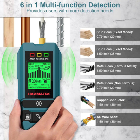 Rock Solid Stud Finder Wall Scanner With Snappy Smart Sensor And Sharp Audio Warning Spot On Center Or Edge Detection For Wooden Joists Buried Pipes And Live Ac Runs Made For Easy Home Jobs