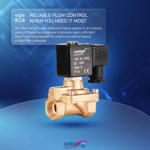 Half Inch NPT Solenoid Valve 110V AC Brass Normally Closed Control Valve for water, air, and gas with durable brass body